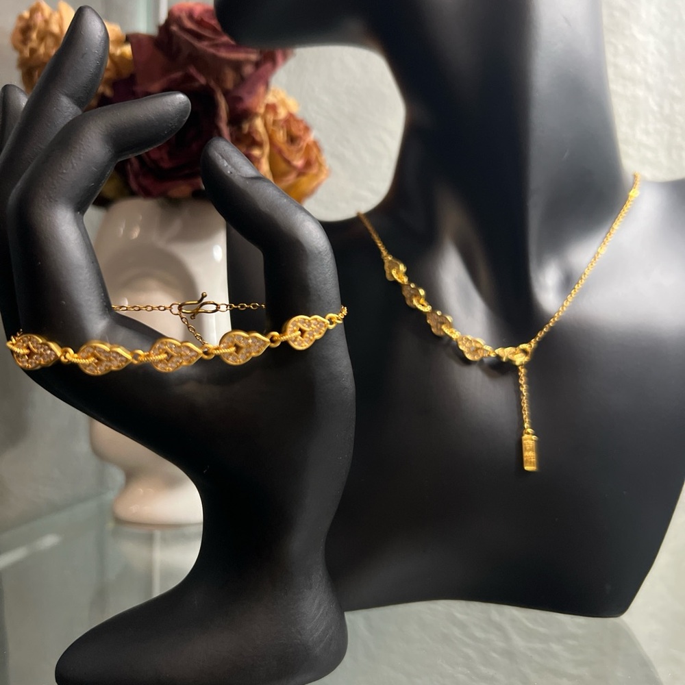 Sand gold Hulu necklace & bracelet set
